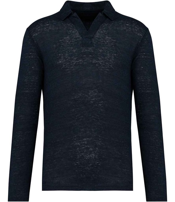 Spasso Long Sleeve Linen Polo Shirt