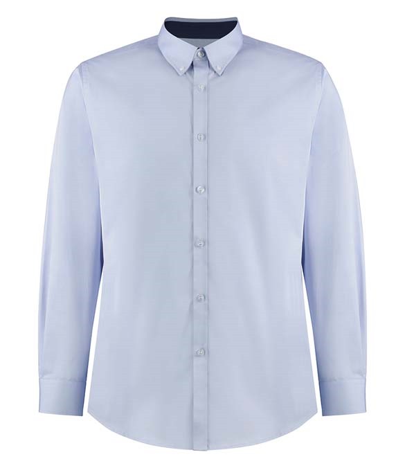 Kustom Kit Premium Long Sleeve Contrast Tailored Oxford Shirt