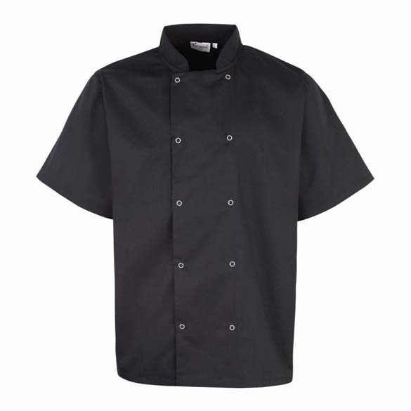 Premier Unisex Short Sleeve Stud Front Chef&#39;s Jacket